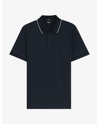 BOSS - Contrast-Trim Short-Sleeve Cotton Polo - Lyst