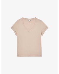 Reiss - Luna V-Neck Cotton-Jersey T-Shirt - Lyst