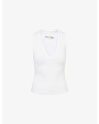 Free People - Neria V-Neck Stretch-Cotton Tank Top - Lyst