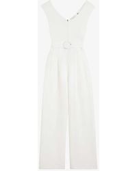 Ted Baker - Tabbiaa Knitted-bodice Wide-leg Woven Jumpsuit - Lyst