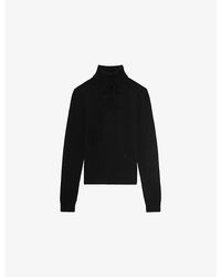 The Kooples - Turtleneck Brand-Embroidered Cashmere-Blend Jumper - Lyst