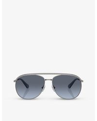 Swarovski - Sk7005 Aviator-frame Gem-embellished Metal Sunglasses - Lyst