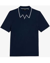 Ted Baker - Vy Open-neck Short-sleeved Stretch-cotton Polo Shirt - Lyst
