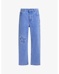 Marni - Floral-Embroidered Straight-Leg Mid-Rise Jeans - Lyst
