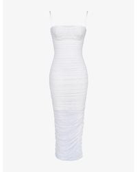House Of Cb - Fornarina Gathered Mesh Midi Dress Xs (A-C Cup) - Lyst