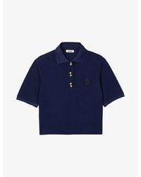 Sandro - Button-Embellished Embroidered Cotton Polo Shirt - Lyst