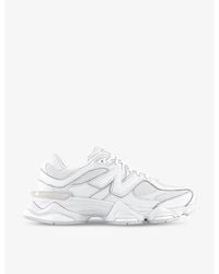 New Balance - 9060 Brand-Patch Leather And Mesh Low-Top Trainers - Lyst