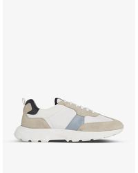 Reiss - Evo Colour-blocked Suede And Mesh Low-top Trainers - Lyst