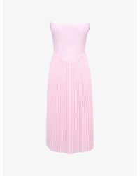 House Of Cb - Marci Pleated Woven Midi Corset Dress - Lyst