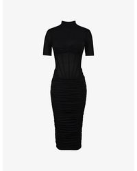 House Of Cb - Sorrel Semi-Sheer Stretch-Mesh Midi Dress Xs (A-C Cup) - Lyst
