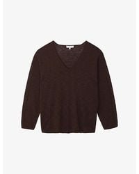 The White Company - Relaxed-Fit V-Neck Cotton And Linen Jumper - Lyst