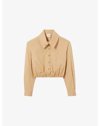 Claudie Pierlot - Long-Sleeved Cropped Cotton Shirt - Lyst