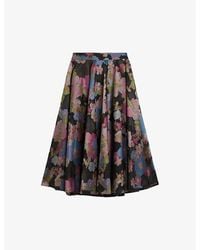 Ted Baker - Bursa Jacquard Floral-print Woven Midi Skirt - Lyst