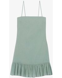 Claudie Pierlot - Ruffle-hem Square-neck Cotton Mini Dress - Lyst