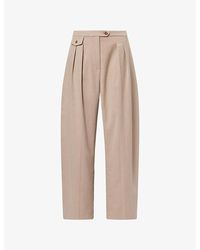 The Couture Club - Pleated Barrel-Leg Woven Trousers - Lyst