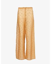 Oséree - Straight-leg Mid-rise Cotton And Silk-blend Trousers - Lyst