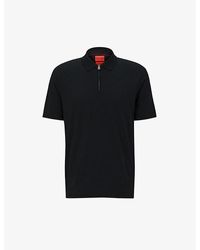 HUGO - Zip Placket Stretch Cotton-blend Polo Shirt - Lyst