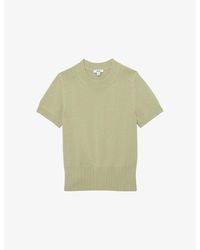 Reiss - Anita Short-Sleeve Cotton And Wool-Blend Top - Lyst