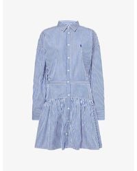 Polo Ralph Lauren - Striped Long-Sleeves Cotton-Poplin Midi Dress - Lyst