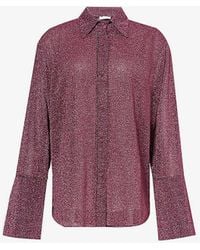 Oséree - Lumiere Long-sleeve Metallic-weave Woven Shirt - Lyst