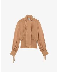 Reiss - Phoebe Tie-Neck Woven Blouse - Lyst