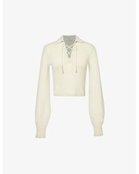 Filippa K - Lace-up Cropped Knitted Polo Jumper - Lyst