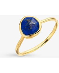 Monica Vinader - Siren 18ct Yellow-gold Vermeil And Lapis Medium Stacking Ring - Lyst
