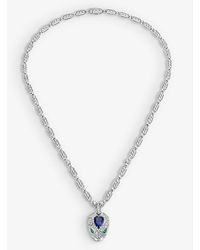 BVLGARI - Serpenti 18ct White-gold, 4.59ct Diamond, 1.48ct Sapphire And 0.17ct Emerald Necklace - Lyst
