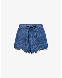 Zimmermann - Coco Embroidered Denim Shorts - Lyst