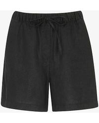 Whistles - Elasticated-waist High-rise Linen Shorts - Lyst