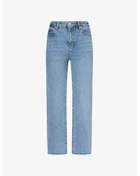 FRAME - The Ruler Crop Straight-Leg High-Rise Denim Jeans - Lyst