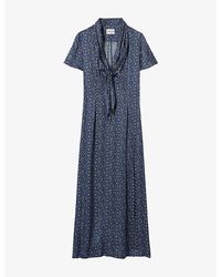 Claudie Pierlot - Floral-Print Short-Sleeved Woven Maxi Dress - Lyst
