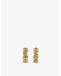 Gucci - Logo-script Crystal-embellished Antique Gold-toned Metal Earrings - Lyst