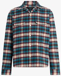 AllSaints - Crayo Floral-embroidered Checked Recycled-polyester Shirt - Lyst