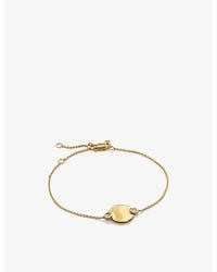 Monica Vinader - Round Charm 18Ct-Plated Vermeil Sterling- And 0.03Ct Lab-Grown Diamond Bracelet - Lyst