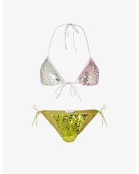 Oséree - Triangle-cup High-leg Sequin-embellished Bikini Set - Lyst