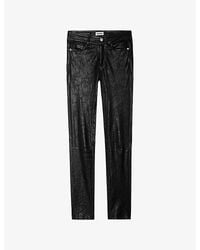 Zadig & Voltaire - Phlame Crinkle-texture Slim-leg Mid-rise Leather Trousers - Lyst
