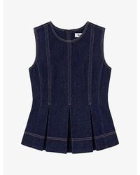Ro&zo - Sleeveless Peplum-Hem Denim Top - Lyst