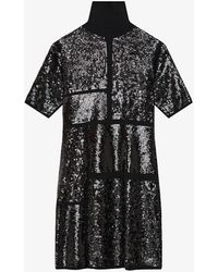 JOSEPH - High-neck Sequin-embellished Wool-blend Mini Dress - Lyst