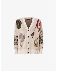 AllSaints - Jay Graphic-Jacquard Cotton-Blend Knitted Cardigan - Lyst