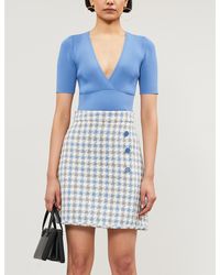 Sandro Sheryl Stretch-ponté V-neck Top - Blue