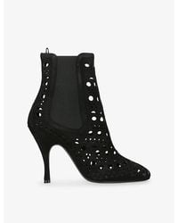 Alaïa - Vienne 100 Cut-Out Suede Heeled Ankle Boots - Lyst