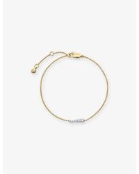 Monica Vinader - Riva 18Ct-Plated Vermeil Sterling- And 0.11Ct Lab-Grown Diamond Bracelet - Lyst