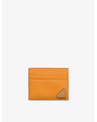 Prada - Triangle-Plaque Leather Card Holder - Lyst
