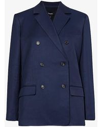 Theory - Double-breasted Shoulder-pad Woven Blazer - Lyst