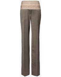 Stella McCartney - Crystal Belt Bead-embellished Mid-rise Straight-leg Stretch-wool Trousers - Lyst