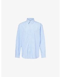 Sporty & Rich - Eden Script Striped Relaxed-Fit Cotton Shirt - Lyst