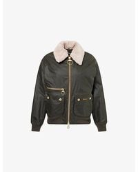 Barbour - Maxine Faux-Fur-Collar Waxed-Cotton Jacket - Lyst