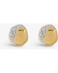 Monica Vinader - Riva Shore 18ct Yellow Gold-plated Vermeil Sterling-silver And 0.03ct Round-cut Diamond Stud Earrings - Lyst