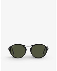 Persol - Po3274s Round-frame Folding Acetate And Metal Sunglasses - Lyst